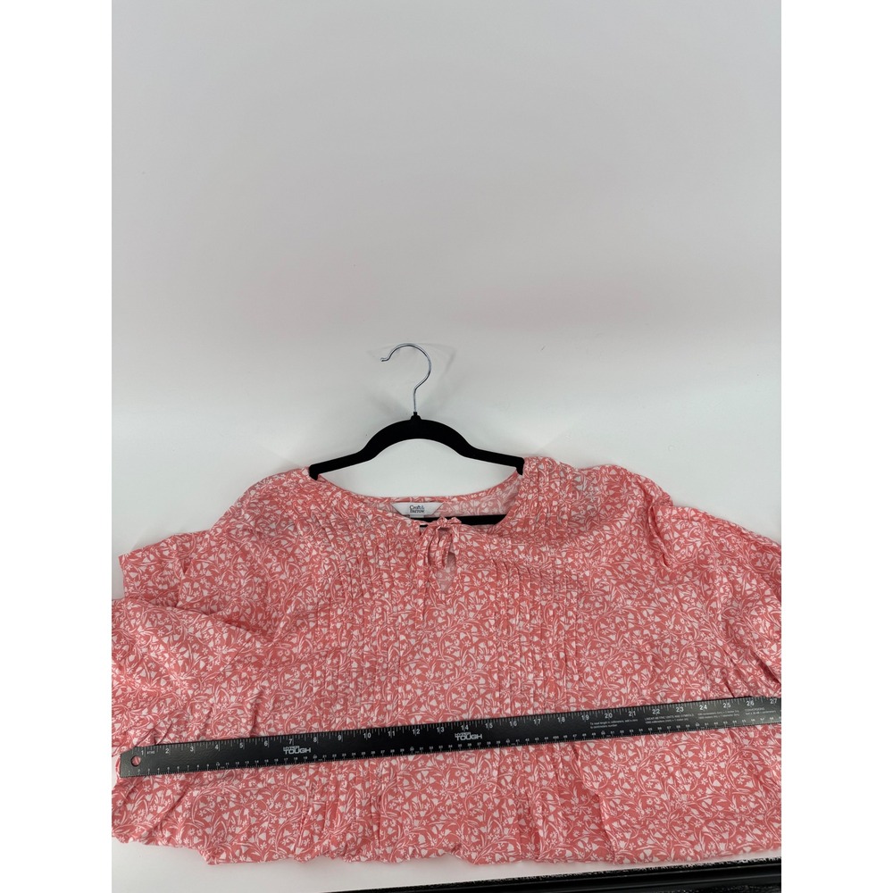 Croft & Barrow Womens 3X Coral Floral Pintuck Tie Neck Rayon Blouse WC34W201PP - Picture 6 of 7